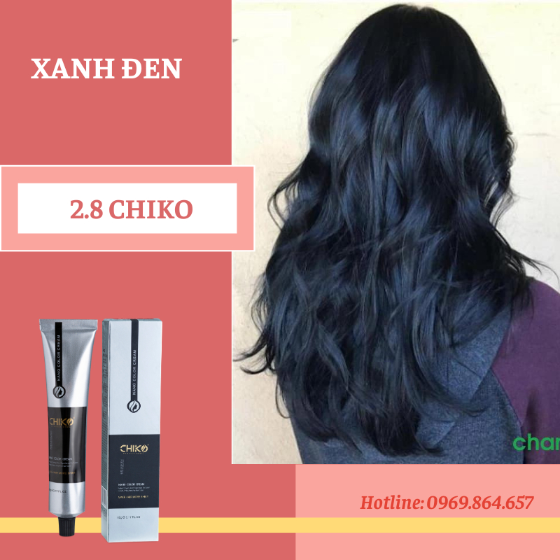 Combo thuốc nhuộm tóc xanh đen/ xanh dương đen không tẩy 2.8 Chiko