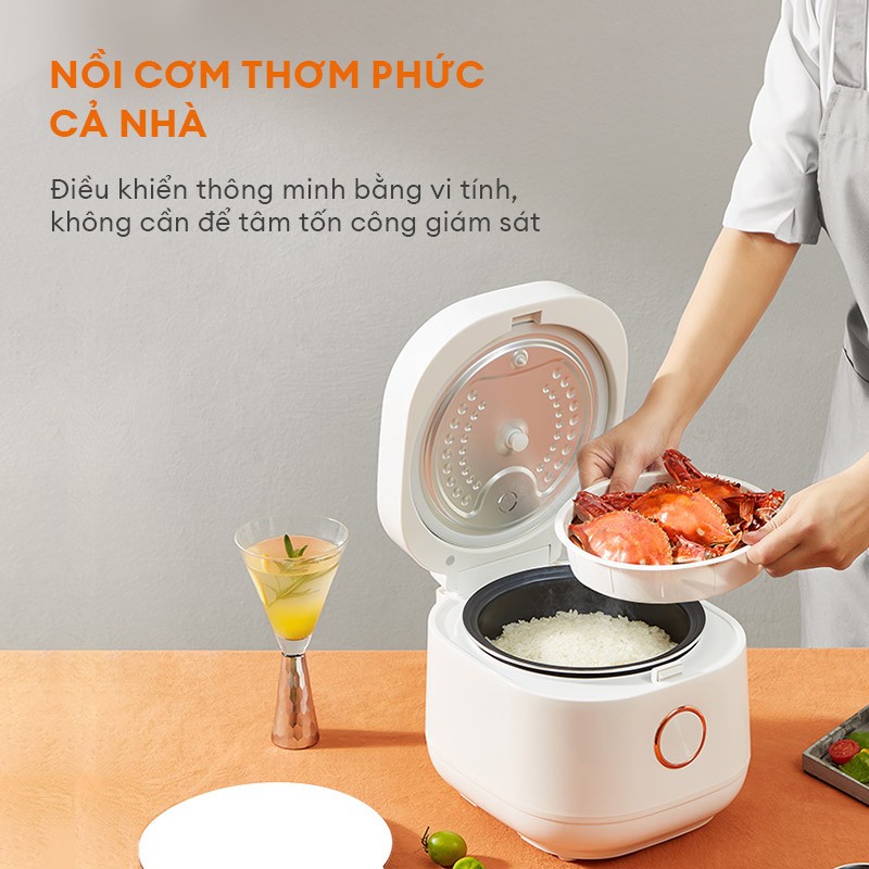 Nồi Cơm Điện Tử Cảm Ứng KAW 1,2L Thông Minh, Công Suất 500W, Ruột Nồi 5 Lớp Phủ Chống Dính An Toàn