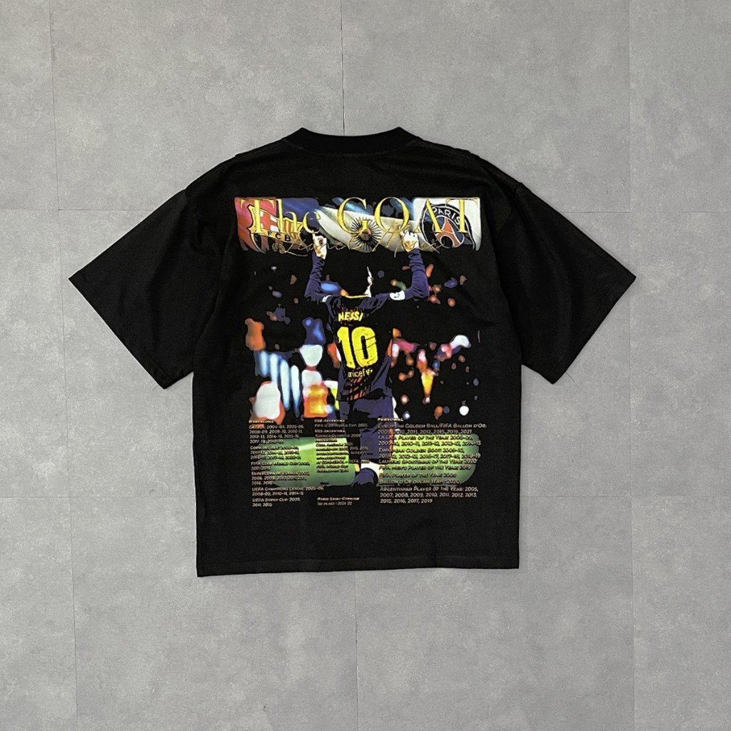 BLANK | Áo Thun MESSI Tay Lỡ Unisex - Đen Cổ Tròn
