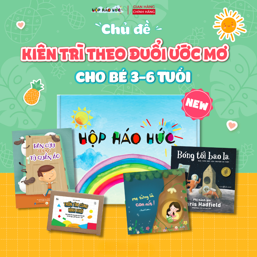 Hộp háo hức Kiên Trì Theo Đuổi Ước Mơ cho bé 3 - 6 tuổi gồm 3 cuốn sách và bộ trò chơi Trốn Tìm Cùng Hình Khối