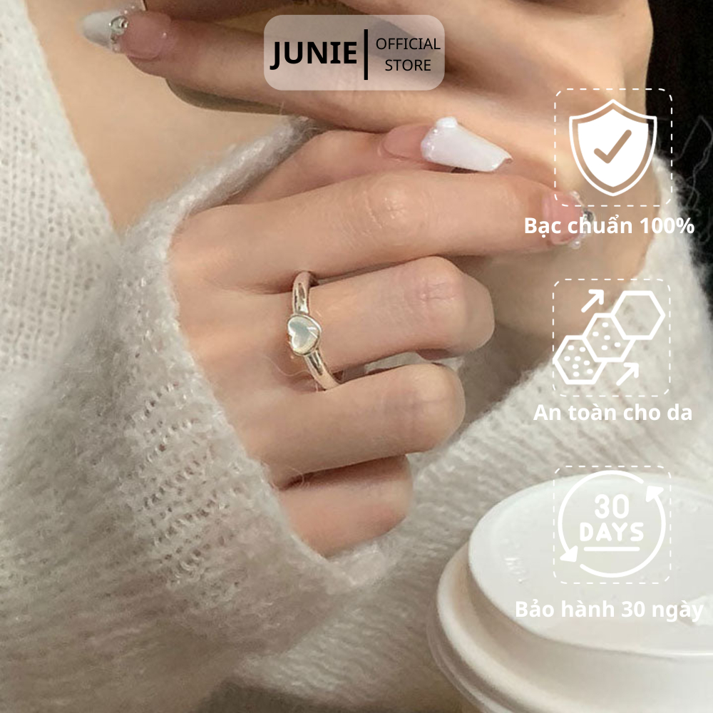 Nhẫn Bạc JUNIE, Nhẫn Hở Freesize Trái Tim Ngọt Ngào R-LUCILIA