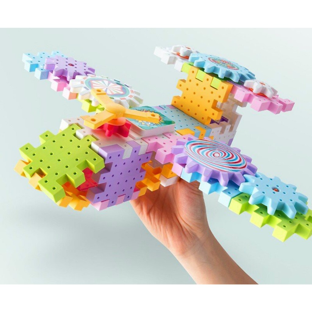 Đồ chơi bánh răng chuyển động 83 chi tiết, bộ xếp hình thông minh cho bé