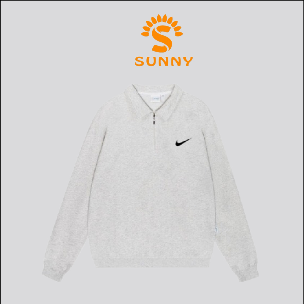 Áo sweater Nike đôi nam nữ chuẩn form unisex chất nỉ dày dặn cổ bẻ có khoá kéo SUNNY1207