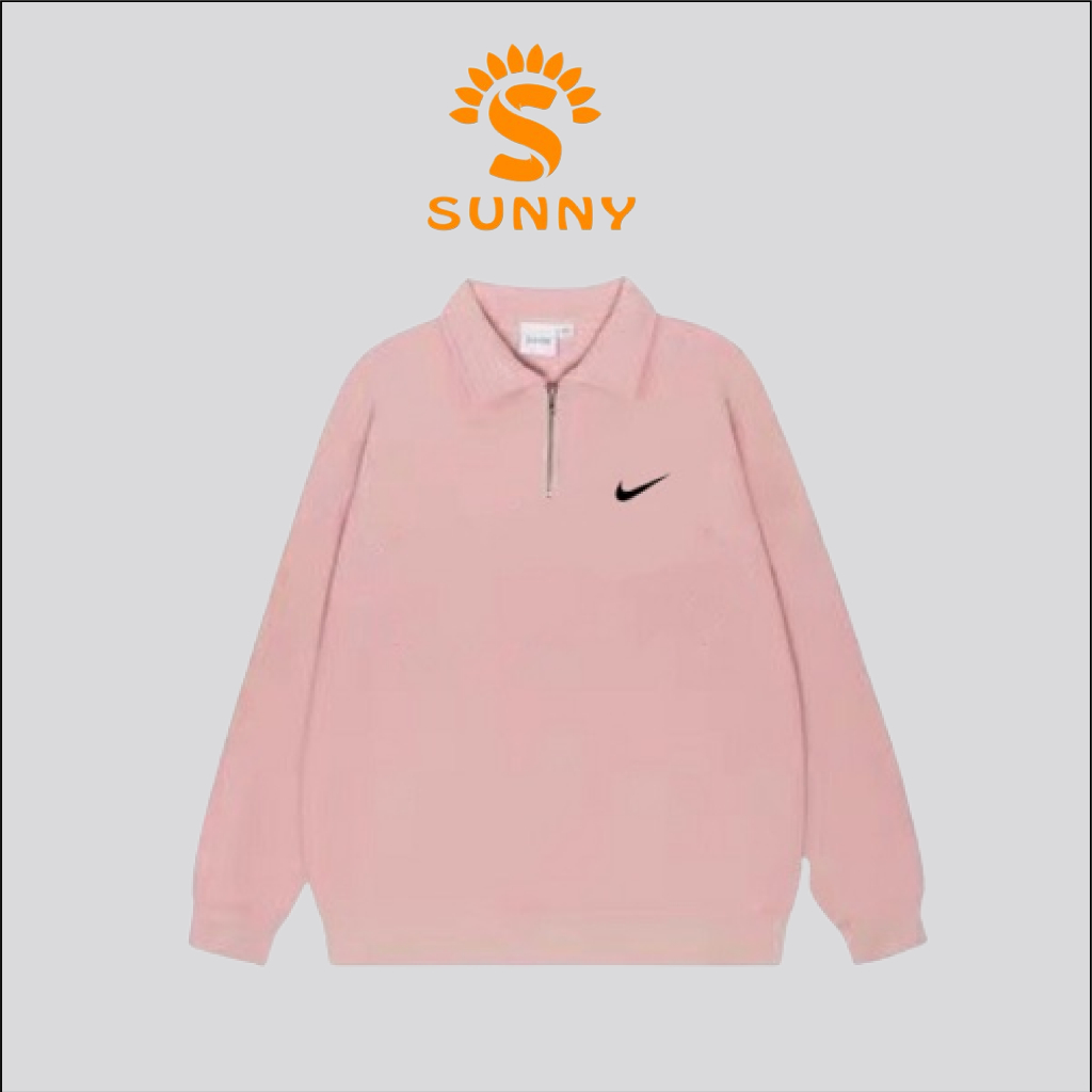Áo sweater Nike đôi nam nữ chuẩn form unisex chất nỉ dày dặn cổ bẻ có khoá kéo SUNNY1207