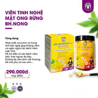 Viên tinh nghệ 3in1 BH.NONG, Mật ong rừng, Viên thủ công, Hỗ trợ dạ dày