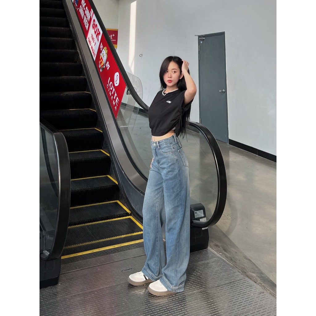 Quần jeans suông nữ DORIA dáng rộng màu tây dễ mix đồ siêu đẹp dài 100cm - QuanJean952_P0K3