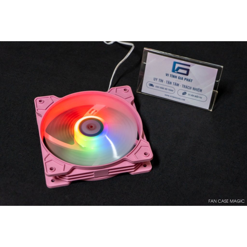 Fan case 12cm Magic Hồng F1 Trắng Đen led RGB không xài hub - dành cho PC máy tính