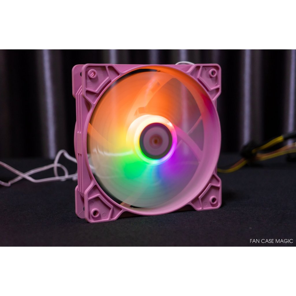 Fan case 12cm Magic Hồng F1 Trắng Đen led RGB không xài hub - dành cho PC máy tính