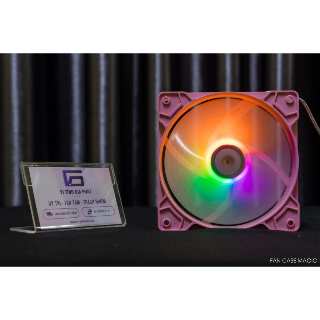 Fan case 12cm Magic Hồng F1 Trắng Đen led RGB không xài hub - dành cho PC máy tính