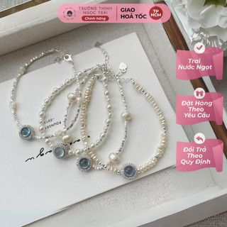  Vòng Tay Ngọc Trai Mix Charm Pandora Bạc 925 Màu Xanh - Ngọc Trai Trường Thịnh 