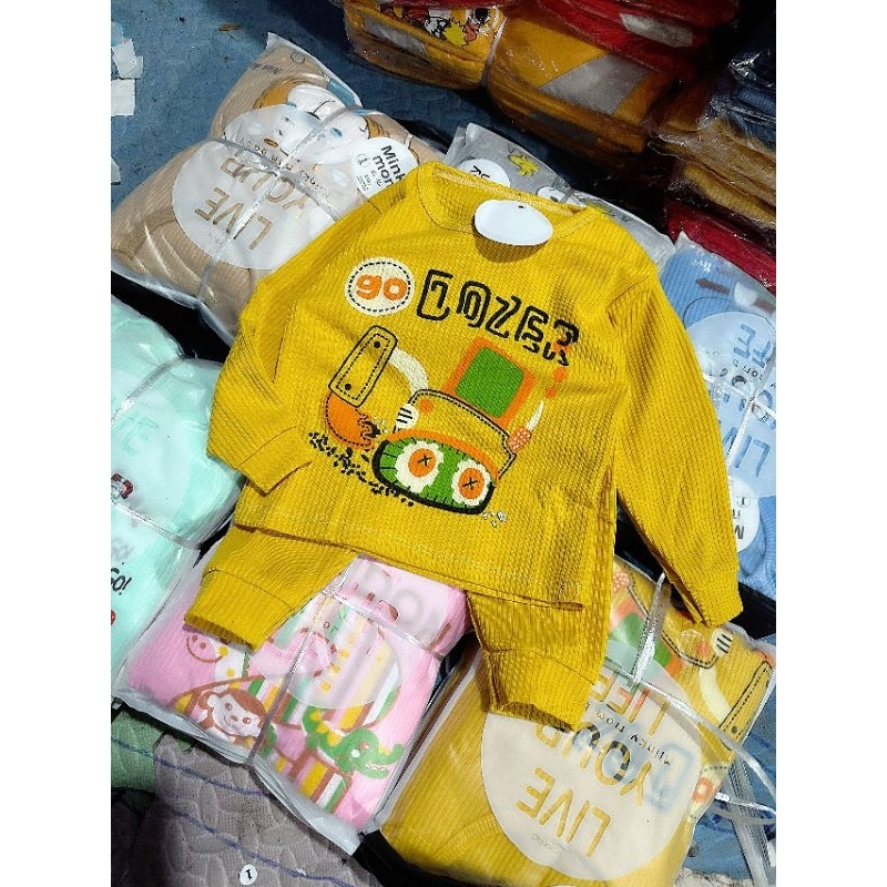 Bộ Dài Tay Gân Tăm Minky Mom In Hình Cho Bé