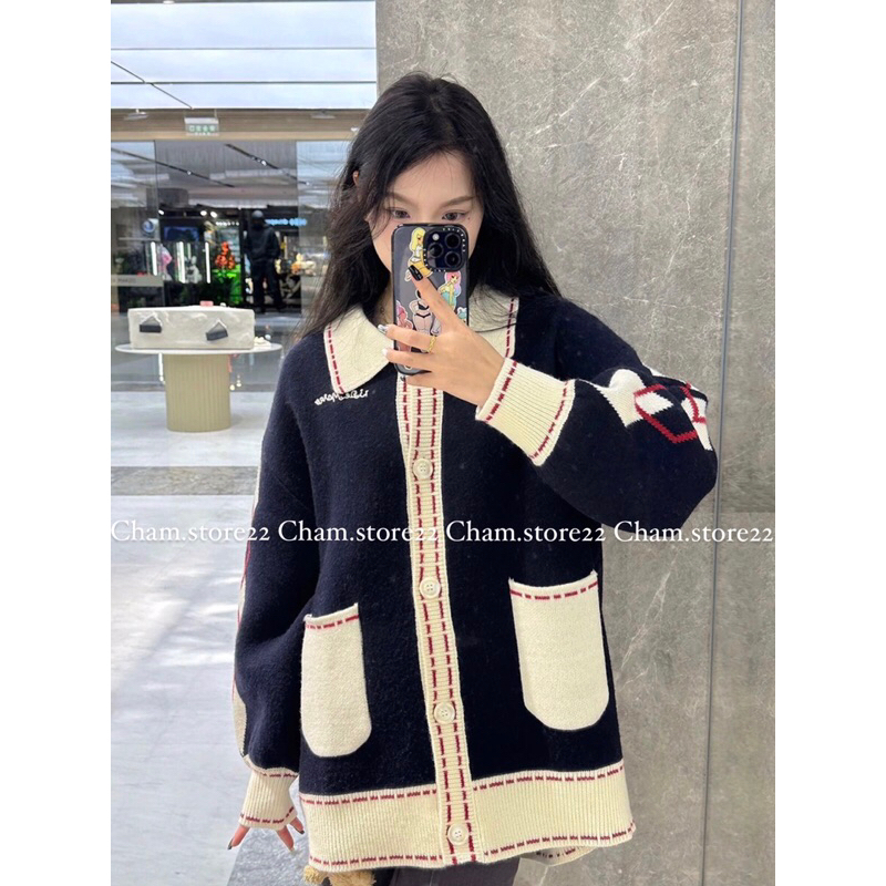 Áo khoác len cardigan cổ bẻ 13DE MARZO -fullbox hãng aut