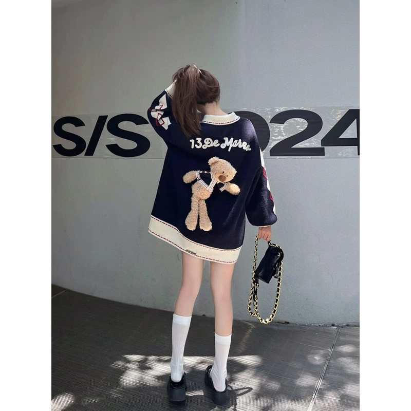 Áo khoác len cardigan cổ bẻ 13DE MARZO -fullbox hãng aut