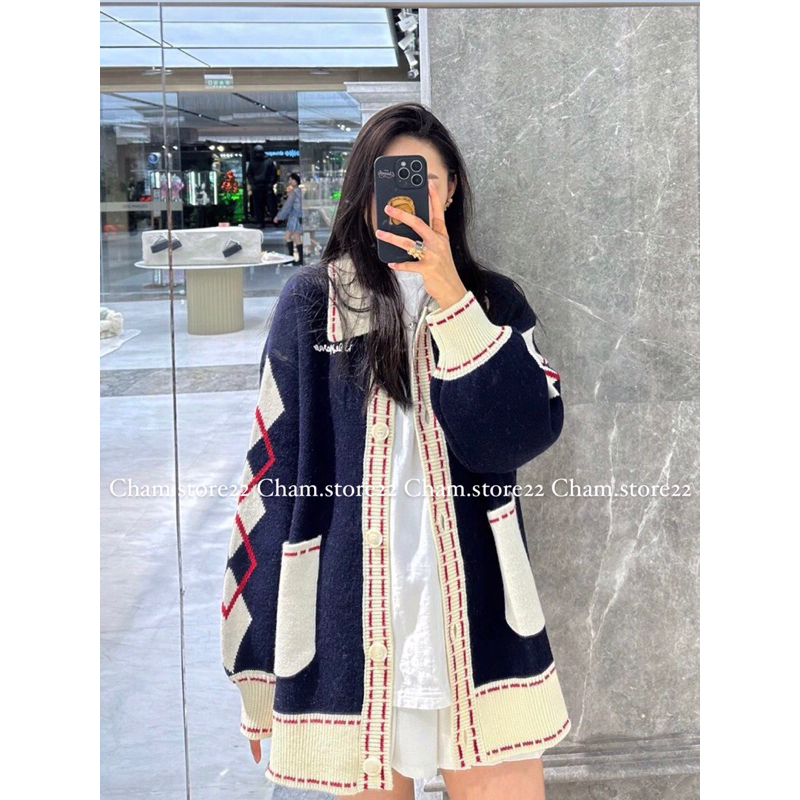 Áo khoác len cardigan cổ bẻ 13DE MARZO -fullbox hãng aut