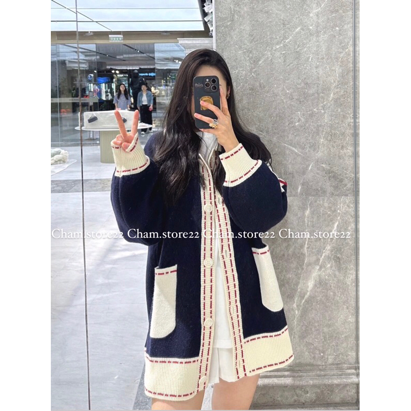 Áo khoác len cardigan cổ bẻ 13DE MARZO -fullbox hãng aut