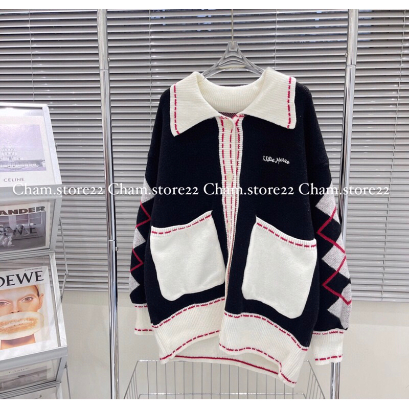 Áo khoác len cardigan cổ bẻ 13DE MARZO -fullbox hãng aut