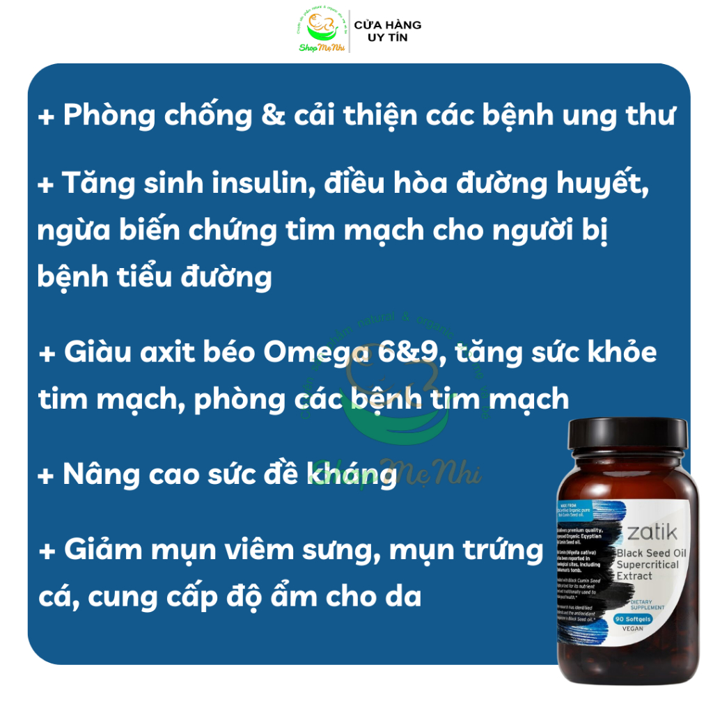 Viên uống dầu hạt thì là đen hữu cơ Zatik Black Seed Oil 90 viên.