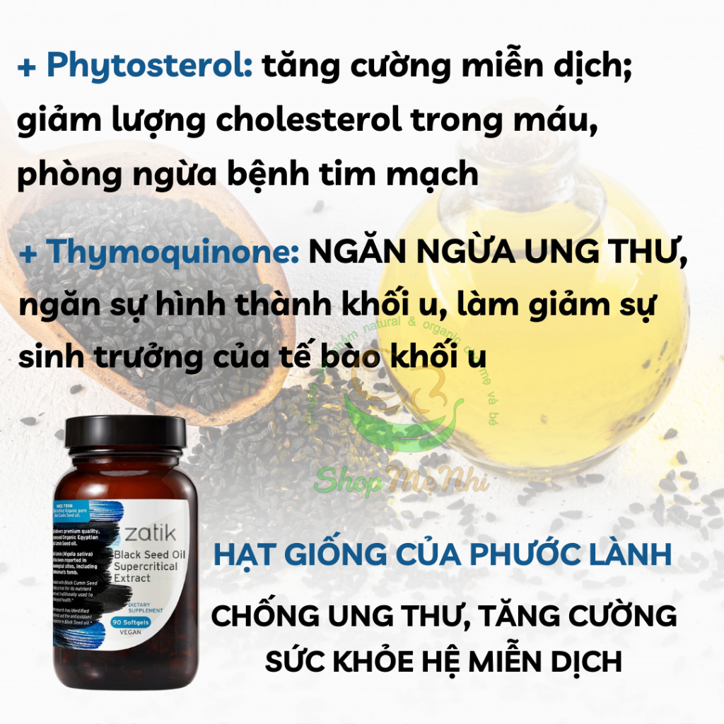 Viên uống dầu hạt thì là đen hữu cơ Zatik Black Seed Oil 90 viên.
