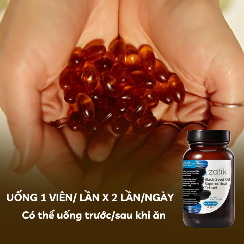 Viên uống dầu hạt thì là đen hữu cơ Zatik Black Seed Oil 90 viên.