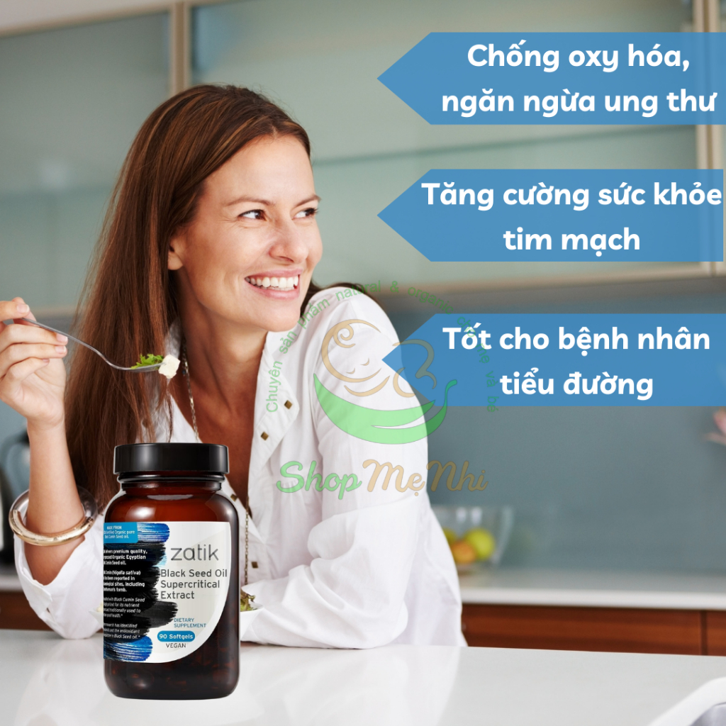 Viên uống dầu hạt thì là đen hữu cơ Zatik Black Seed Oil 90 viên.