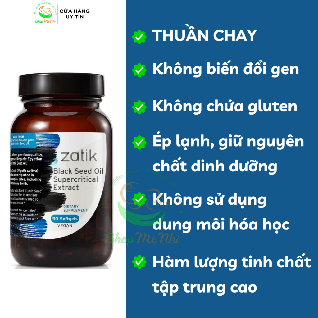 Viên uống dầu hạt thì là đen hữu cơ Zatik Black Seed Oil 90 viên.