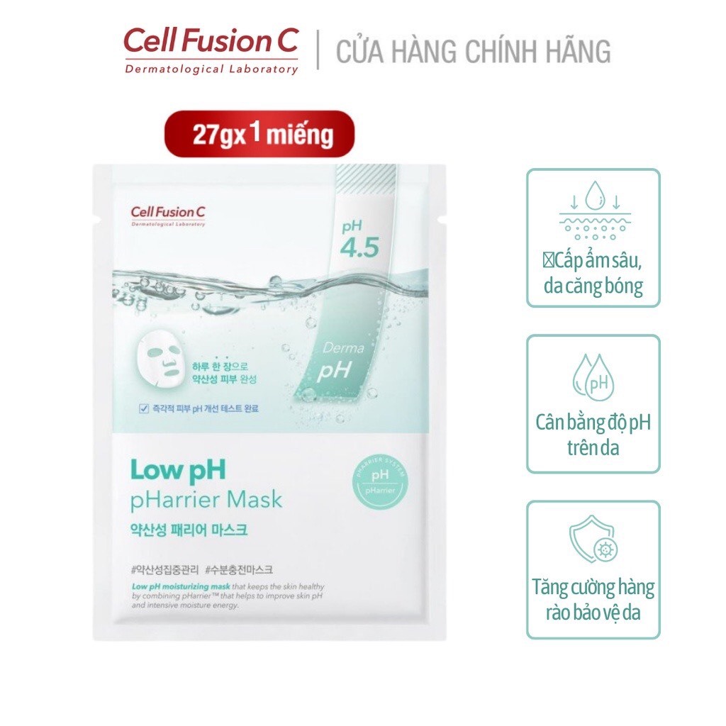 Mặt nạ dưỡng ẩm làm dịu da nhạy cảm Cell Fusion C Low Ph pHarrier Mask giúp bảo vệ, phục hồi da - Hộp 10 miếng