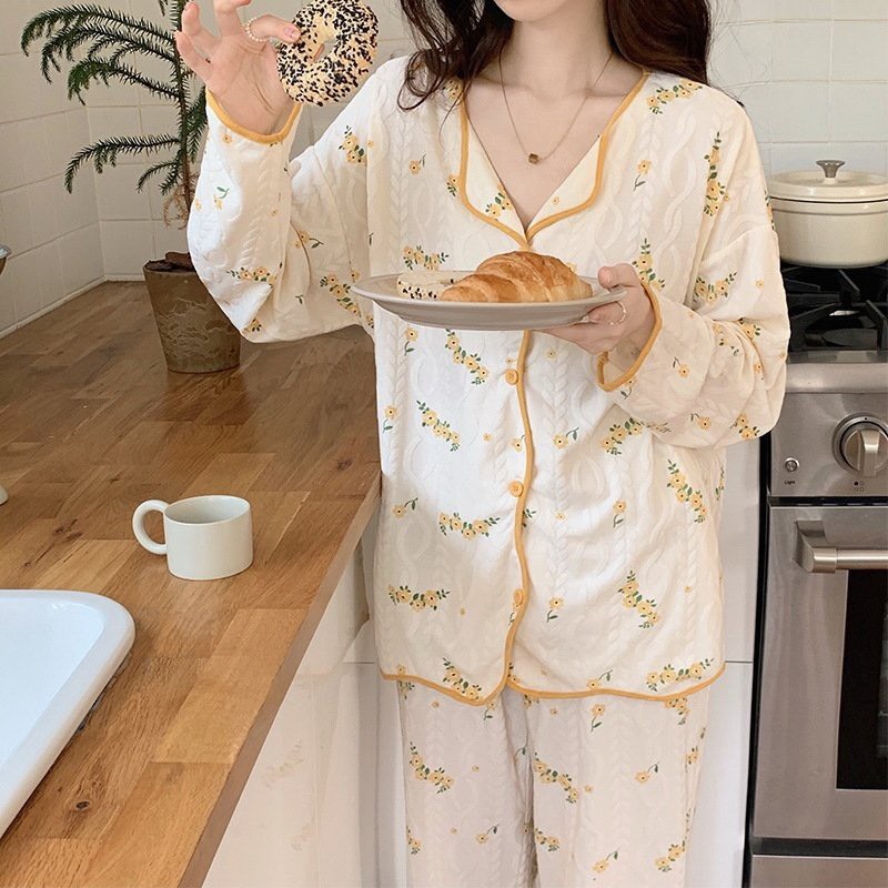 B08 Bộ Đồ Ngủ Nữ Dài tay Thu Đông Chất Liệu Cotton Dệt Kim nhiều họa tiết Mỏng Mát Phương Linh Underwear