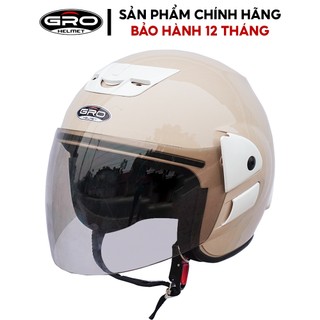 Mũ bảo hiểm 3/4 đầu GRO  V2 có kính dài, kiểu dáng Honda trẻ trung cho nam và nữ, khóa kim loại chắc chắn - Nhiều màu