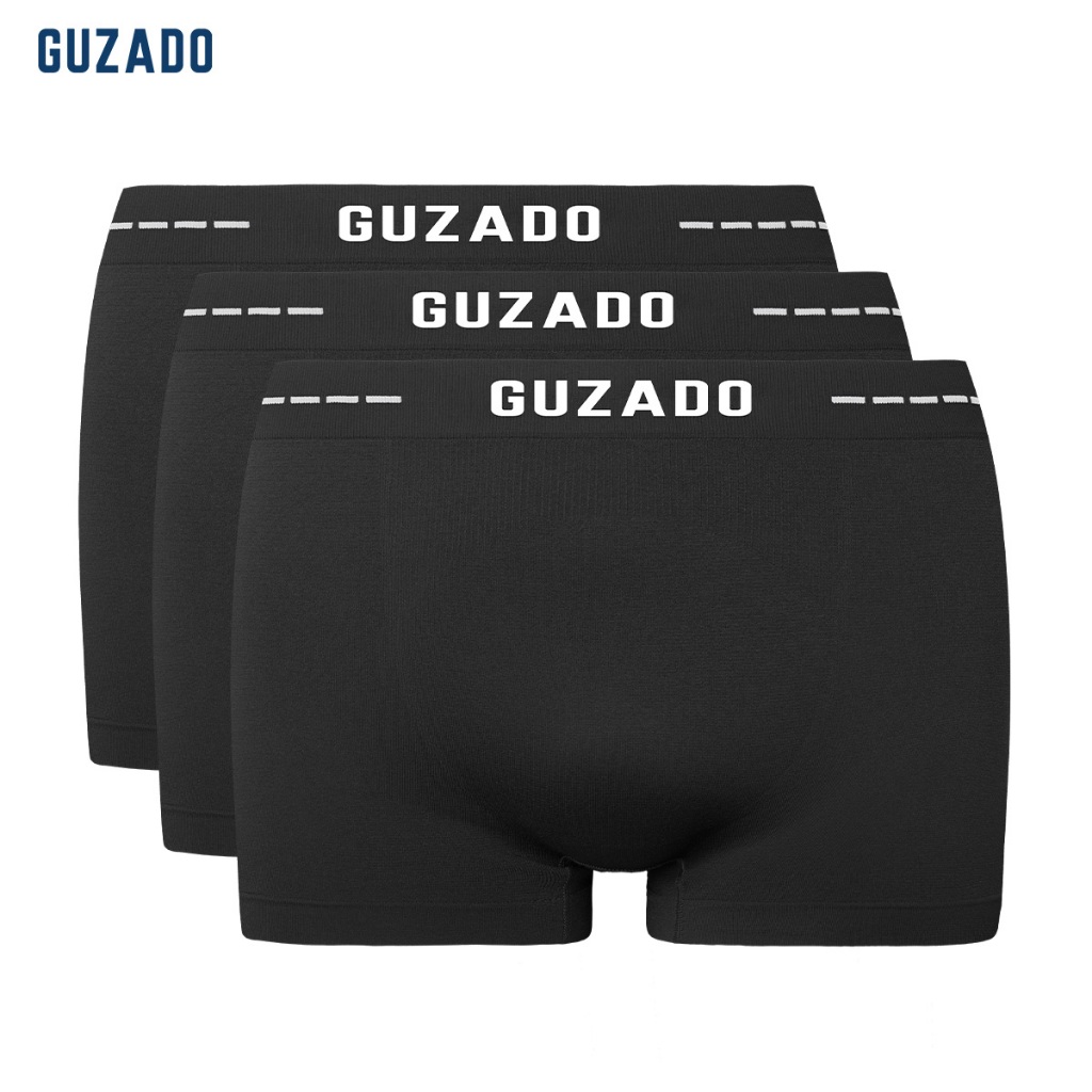 COMBO 3 Quần Lót Nam GUZADO Form Boxer Mềm, Mỏng, Co Giãn, Không Viền, Không Hằn Da, Thoáng Khí, Kháng Khuẩn CB3GBX04