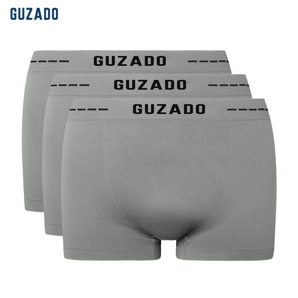 COMBO 3 Quần Lót Nam GUZADO Form Boxer Mềm, Mỏng, Co Giãn, Không Viền, Không Hằn Da, Thoáng Khí, Kháng Khuẩn CB3GBX04