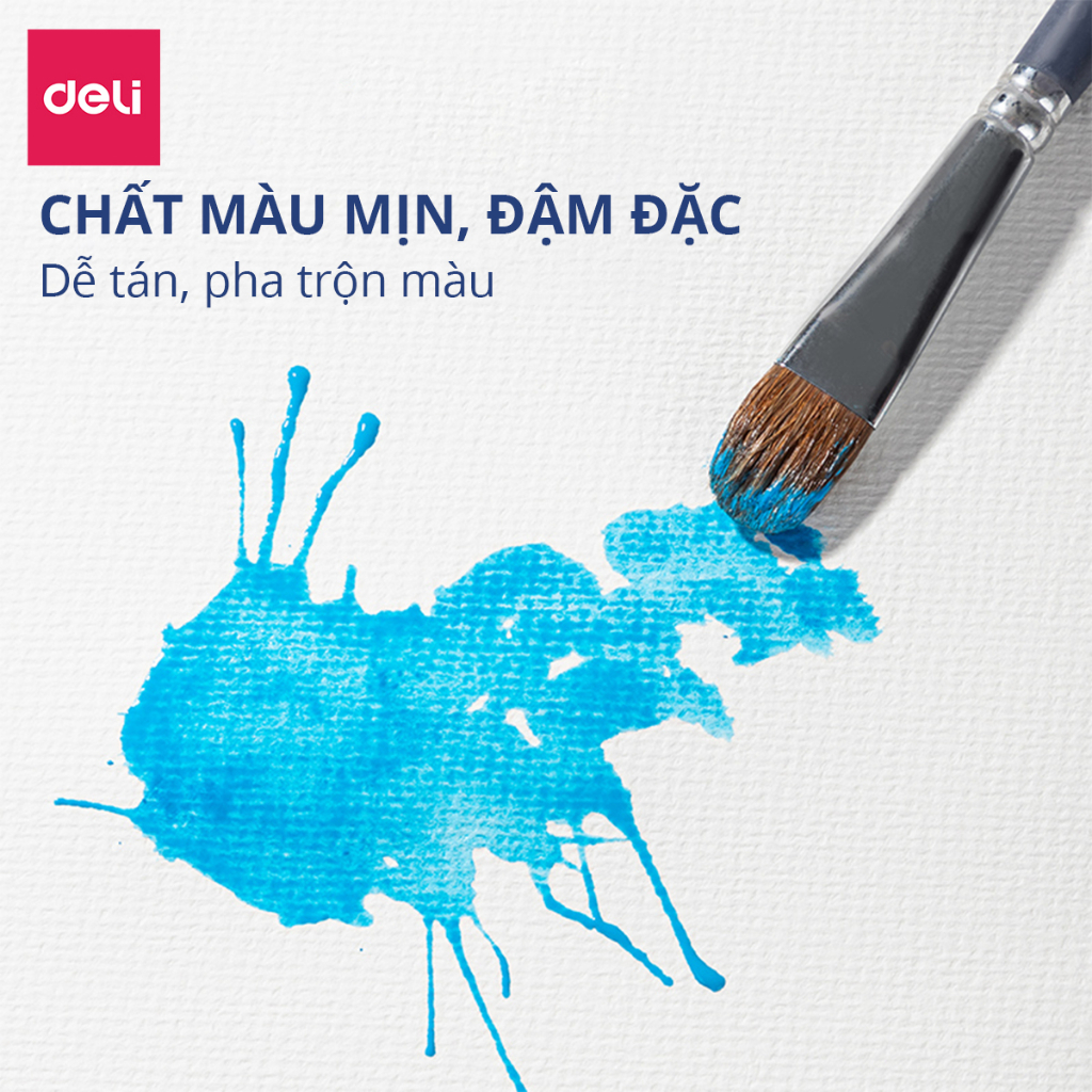 Màu Nước Acrylic Dạng Tuýp 12ml Deli Vẽ Vải Giày Tường - 12 /24 Màu Tươi Sáng Đặc Mịn Nhanh Khô Học Sinh Chuyên Nghiệp