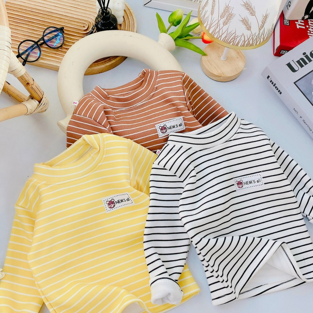 Áo nỉ lót lông cổ cao 3ph giữ nhiệt cho bé trai bé gái từ 7-17kg