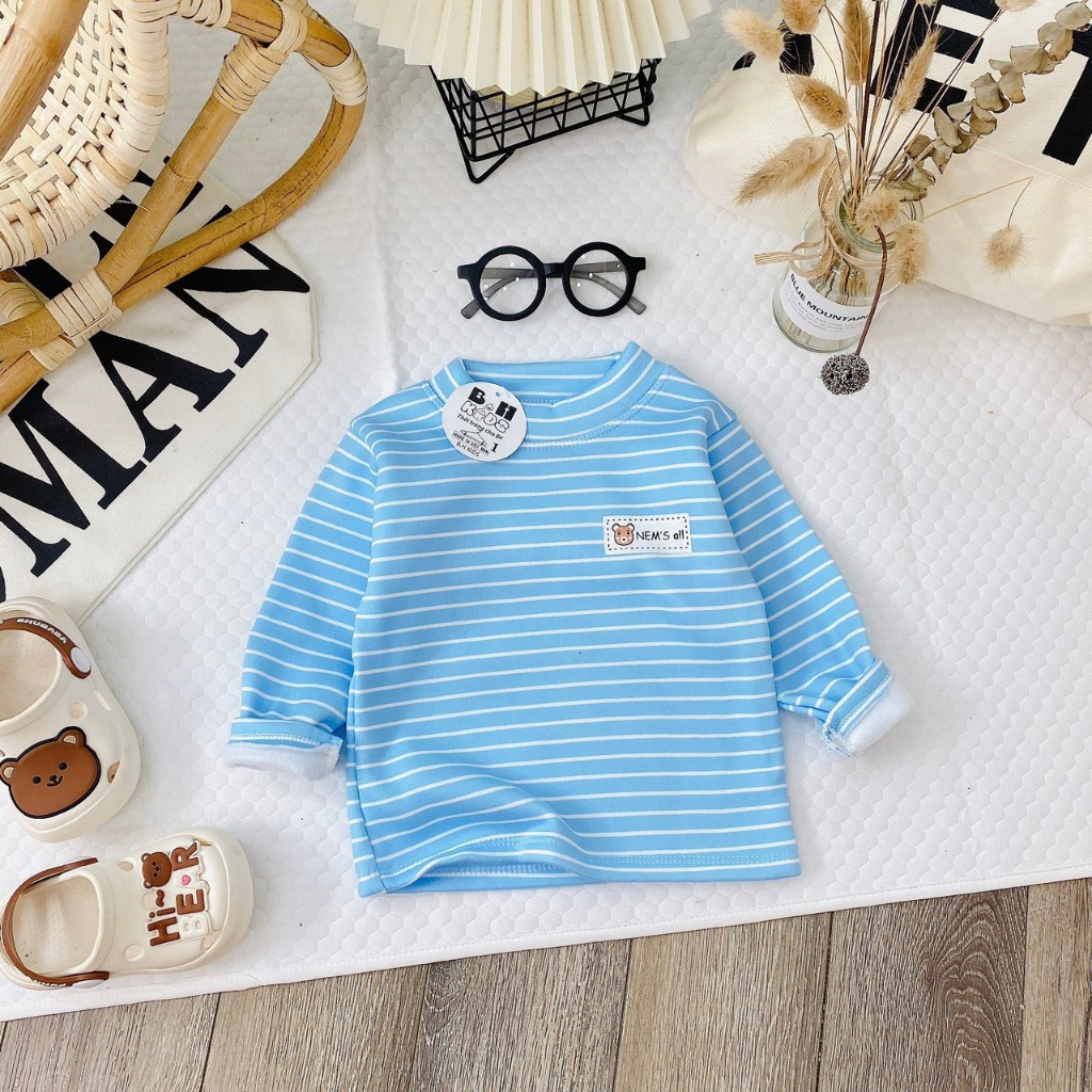 Áo nỉ lót lông cổ cao 3ph giữ nhiệt cho bé trai bé gái từ 7-17kg