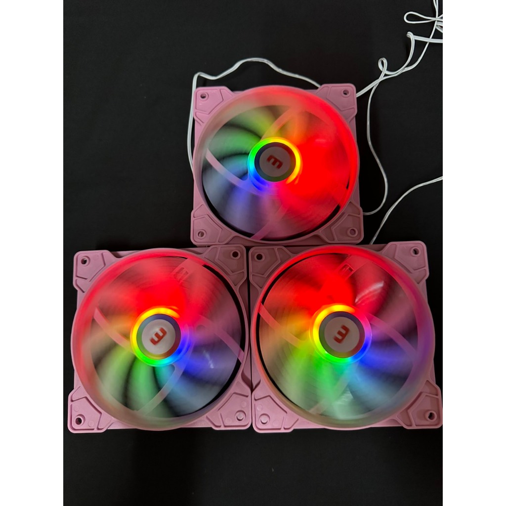 Fan case 12cm Magic Hồng F1 Trắng Đen led RGB không xài hub - dành cho PC máy tính