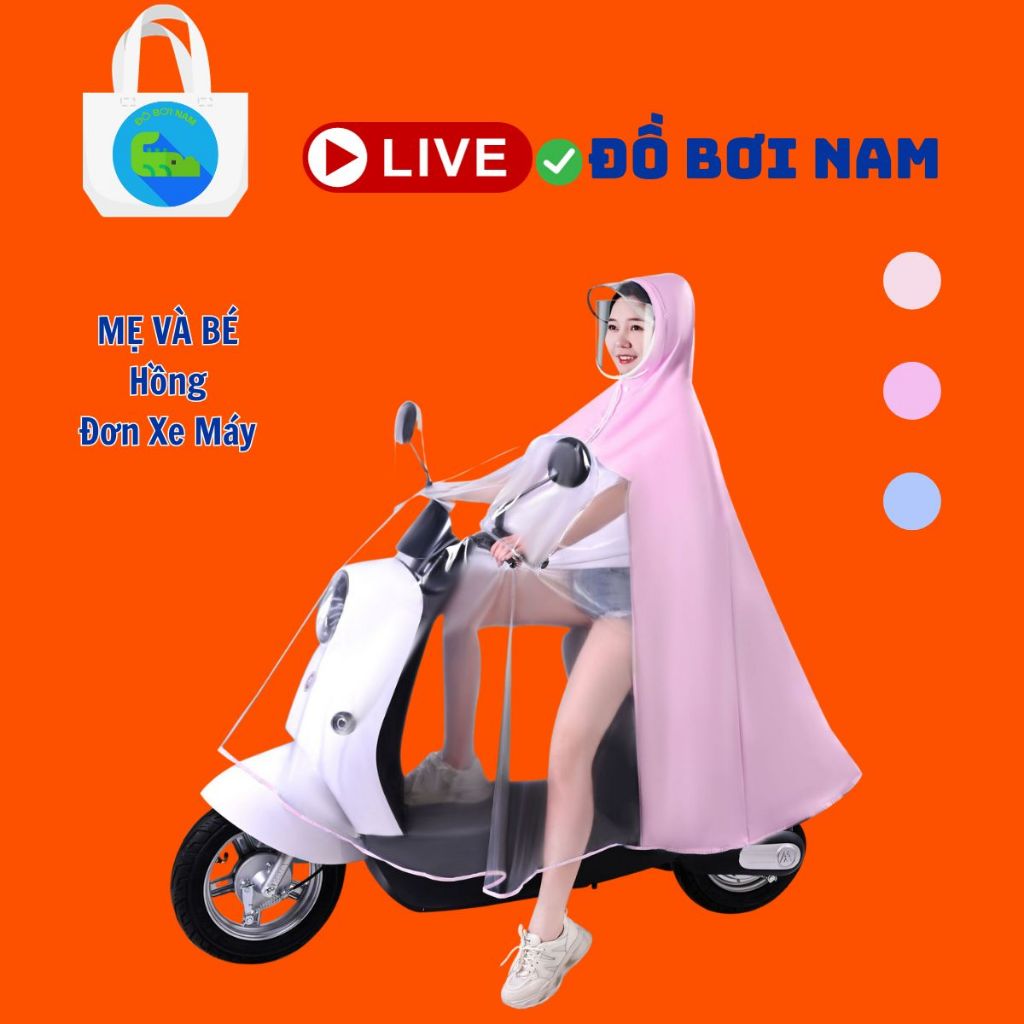 Áo mưa trùm 1 đầu cao cấp dùng cho xe điện, kính che chống mưa hắt, dài đến gót chân