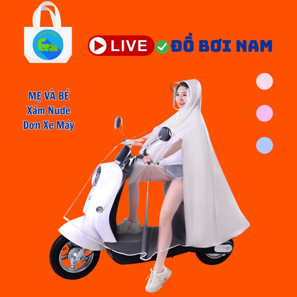 Áo mưa trùm 1 đầu cao cấp dùng cho xe điện, kính che chống mưa hắt, dài đến gót chân