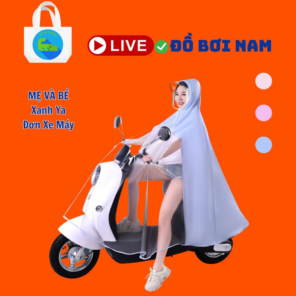Áo mưa trùm 1 đầu cao cấp dùng cho xe điện, kính che chống mưa hắt, dài đến gót chân