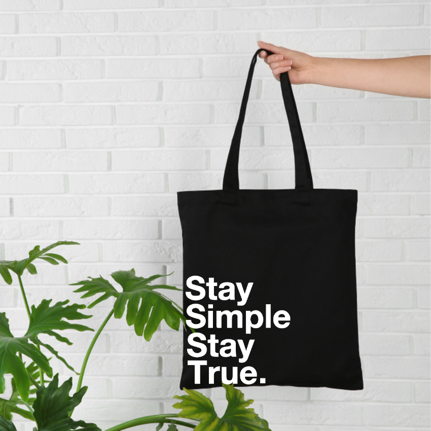 Túi Vải Tote Ginko Có Dây Kéo Khóa ( có túi con bên trong) Phong Cách ulzzang Hàn Quốc In Hình Stay Simple Stay True B07