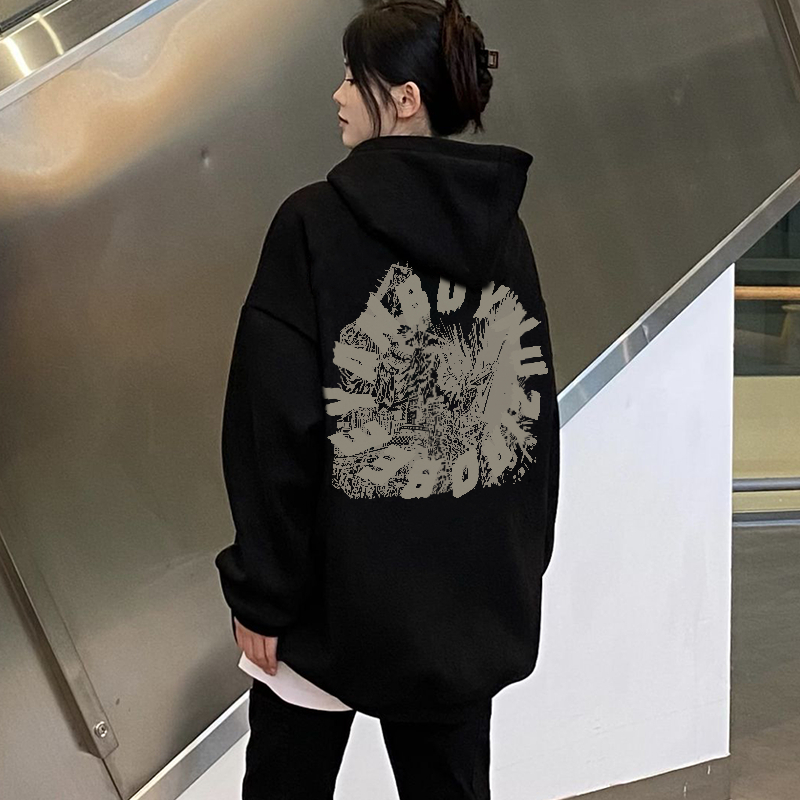 Áo khoác nỉ có mũ Đen nữ thời trang CLOT Hoodie unisex Y0523 bigsize vintage ngầu in hinh