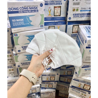 Thùng 100 chiếc khẩu trang 5D trắng Dũng Công
