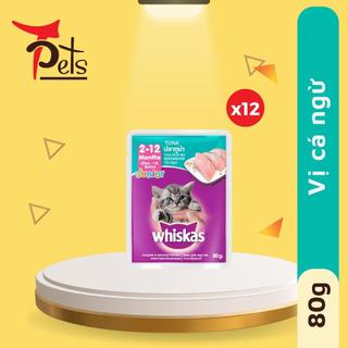 Thức ăn cho mèo con dạng sốt whiskas - gói 80g, 12 gói