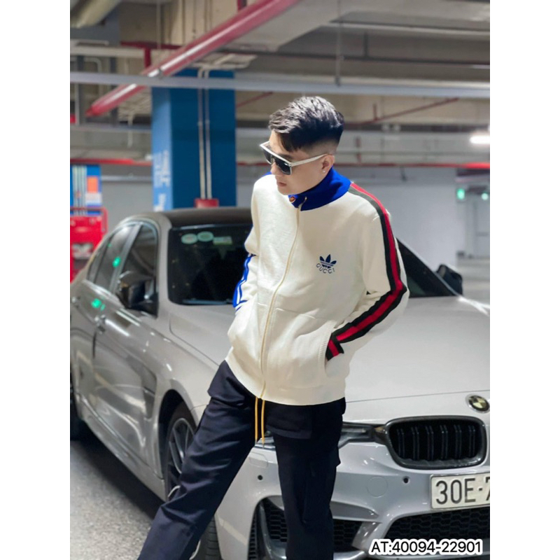 Áo Khoác Nỉ Thêu Logo Adidas x Gucci ,áo nỉ thể thao Thời Trang Nam Nữ