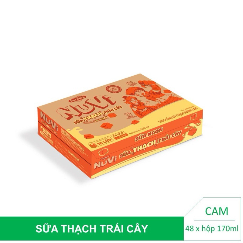 Thùng Sữa Lúa Mạch Nuvi 100ml x 48 Hộp Thạch Cacao/ Sữa Chua Thạch Dâu/ Sữa Trái Cây Thạch