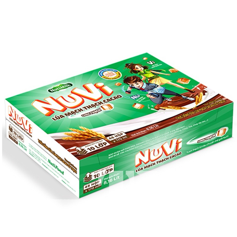 Thùng Sữa Lúa Mạch Nuvi 100ml x 48 Hộp Thạch Cacao/ Sữa Chua Thạch Dâu/ Sữa Trái Cây Thạch