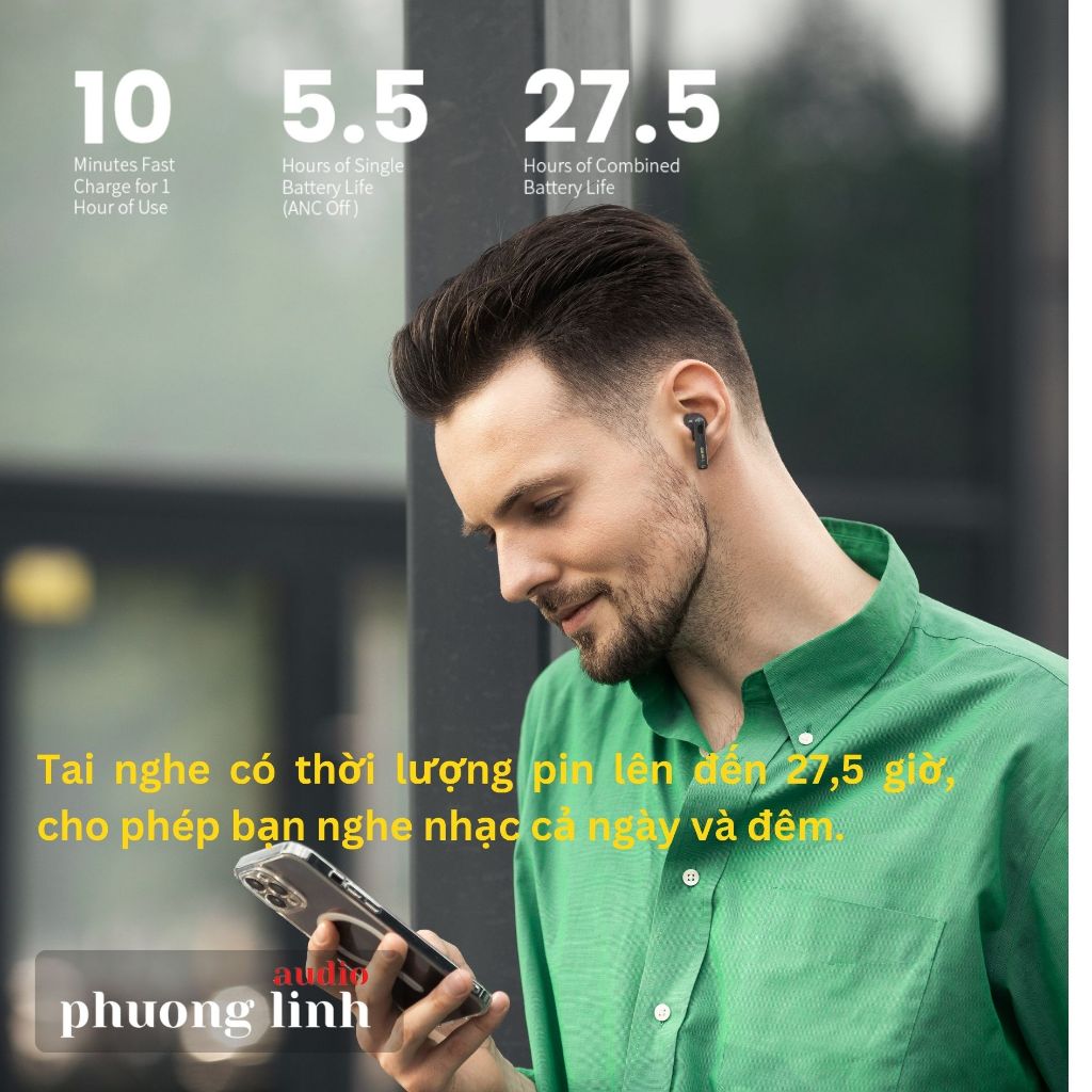 Tai nghe Edifier W320TN Bluetooth 5.3 Nghe nhạc chất lượng cao Hires Audio Chống ồn chủ động ANC - Hàng Chính Hãng
