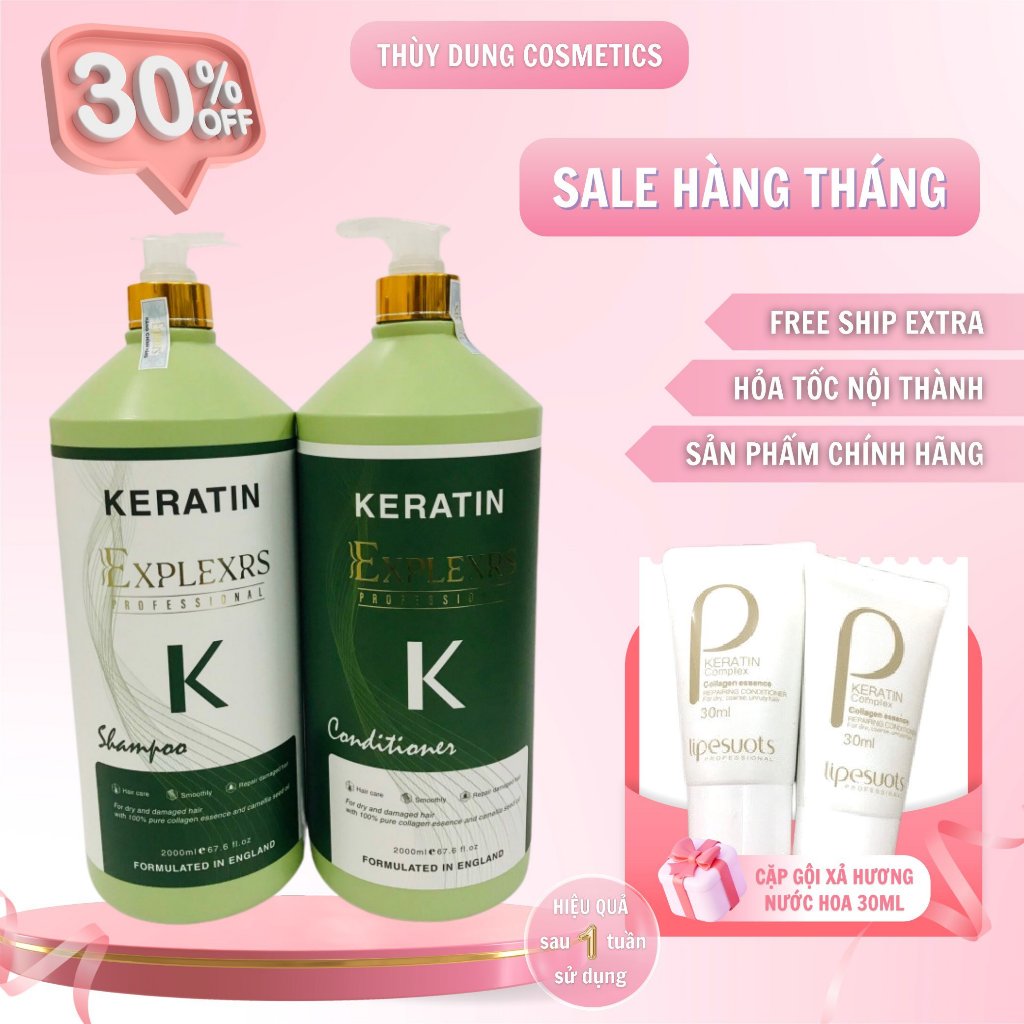 Dầu Gội Đầu Nữ Keratin K Explexrs Dầu Gội Gàu Collagen Keratin K 2000ML | Giảm Rụng Tóc, Kích Mọc Tóc, Phục Hồi Tóc Hư T