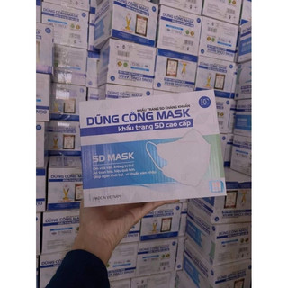 Thùng 100 chiếc khẩu trang 5D trắng Dũng Công