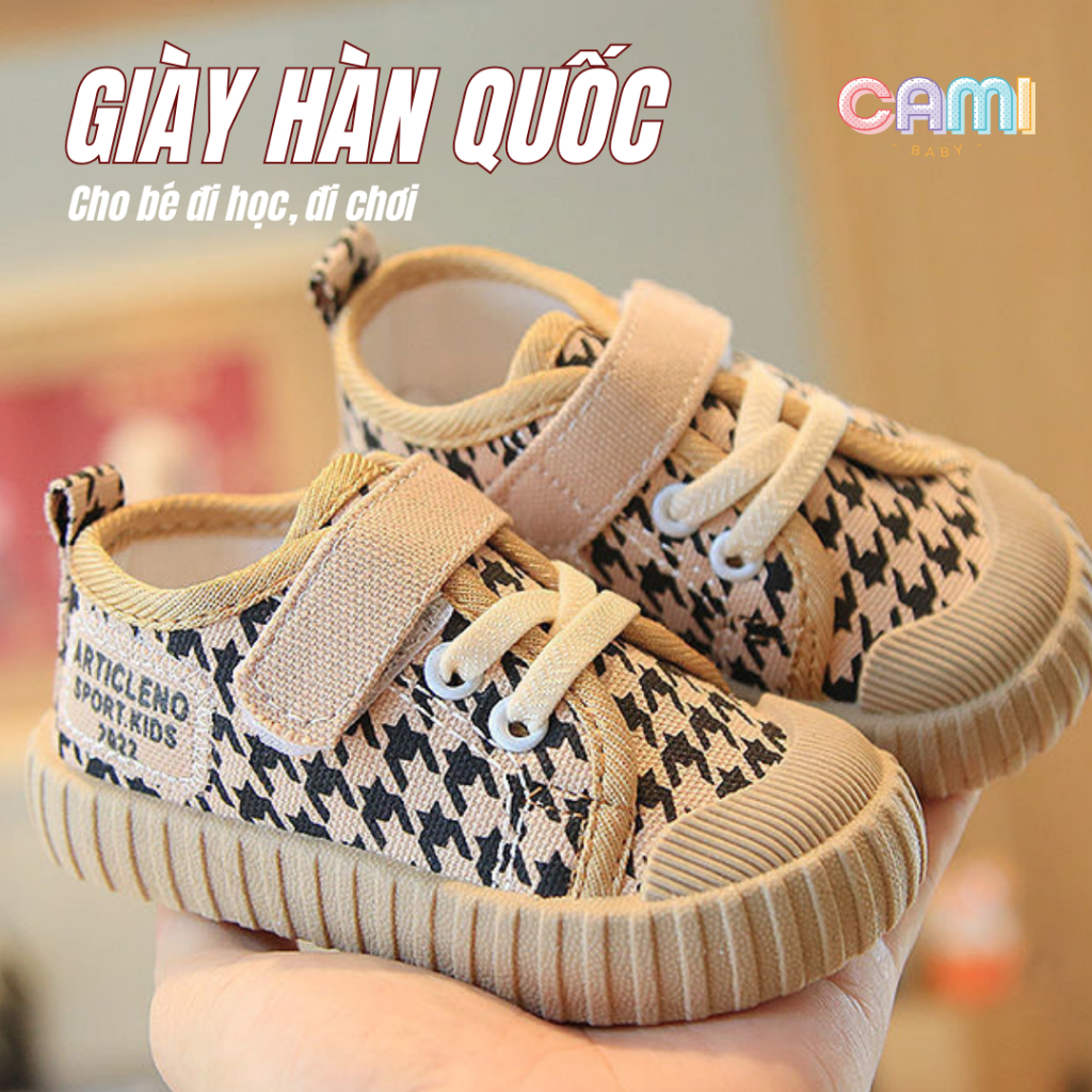 Giày caro cổ điển thể thao Hàn Quốc sang xịn cho bé gái, bé trai Camibaby
