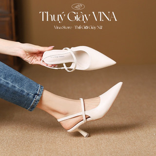 Giầy cao gót nữ 7phân bít mũi đế nhọn hot 2024,guốc mũi nhọn công sở thuý giày vina store mã th01