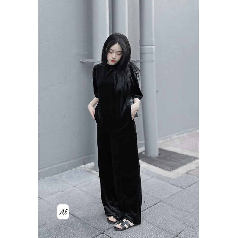 Set bộ nhung dáng xuông siêu đẹp